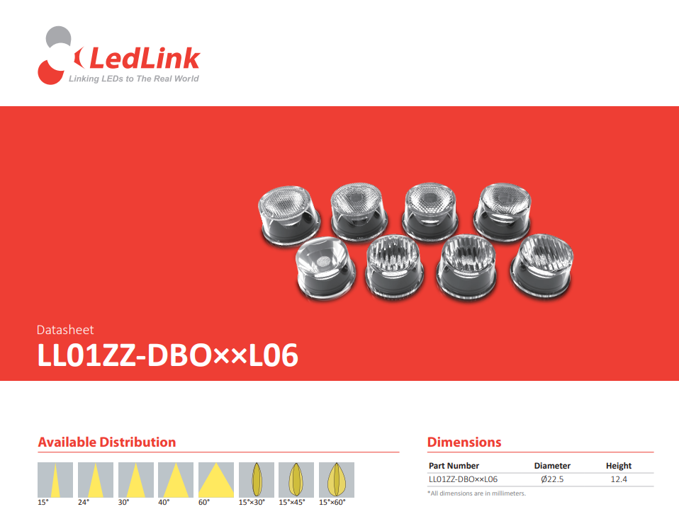 LedLink Optics LL01ZZ-DBO60L06 LED Lighting Lense - 显胜光电 | Bridgelux普瑞 ...