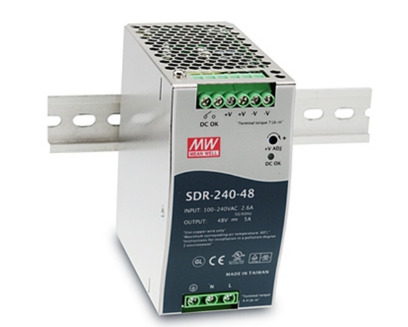 MW明纬 SDR-240-24 导轨安装PFC开关电源 24V10A